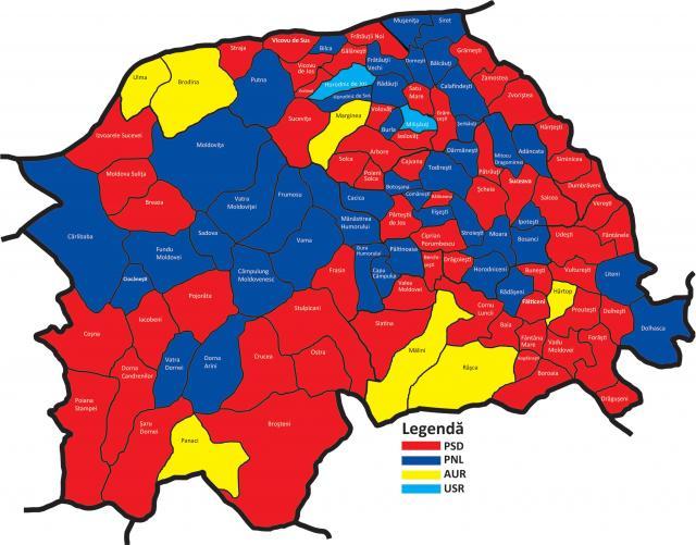 Rezultatele din fiecare localitate a județului Suceava la alegerile pentru Senatul României