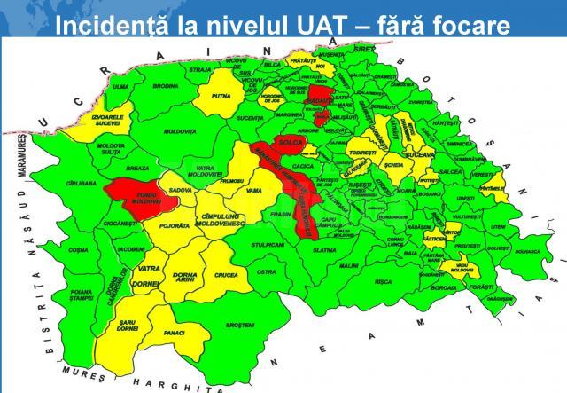 Incidența la nivelul județului, fără focare