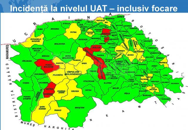 Incidența la nivelul județului, cu focare