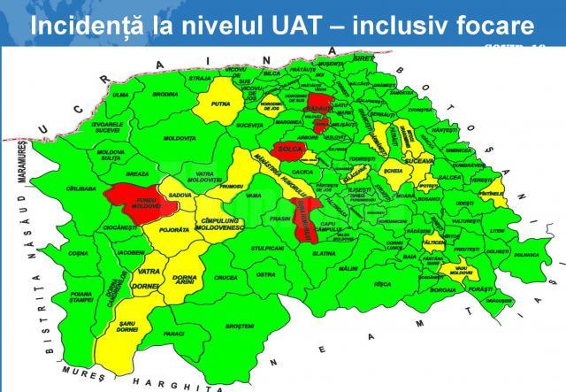 Incidența la nivelul județului, cu focare