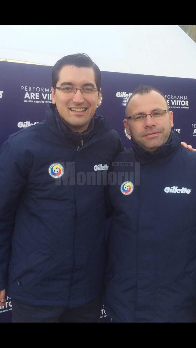 Răzvan Burleanu, conducătorul fotbalului romanesc, alături de Ciprian Anton, președintele AJF Suceava