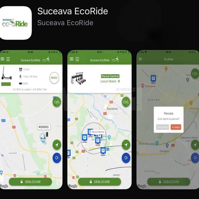 Trotinetele se blochează și deblochează numai prin intermediul aplicației Suceava – EcoRide