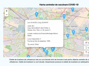 Harta interactivă a centrelor de vaccinare, pe tipuri de vaccin, este disponibilă