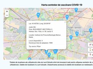 Harta interactivă a centrelor de vaccinare, pe tipuri de vaccin, este disponibilă
