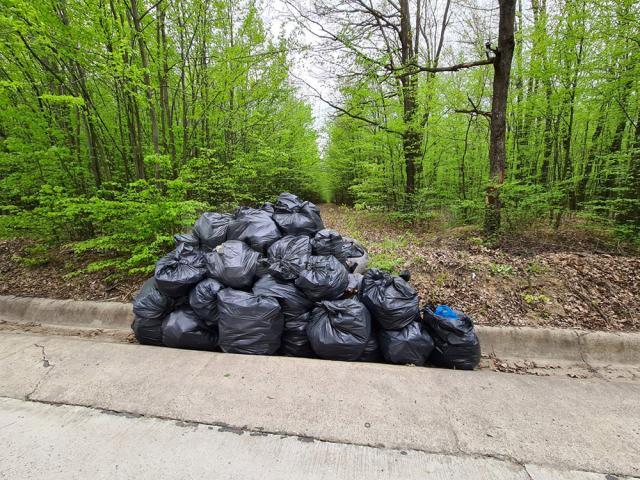 Pe o distanță de circa un kilometru au adunat 600 de saci cu gunoaie