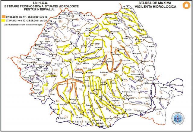 Administrația Bazinală de Apă Siret Cod galben de inundații pentru râurile Suceava, Moldova și Bistrița