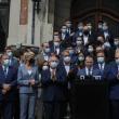 Premierul Florin Cîțu și-a anunțat duminică dimineața decizia de a candida la președinția PNL, inconjurat de zeci de lideri liberali - Sursa foto: Inquam Photos / Octav Ganea-