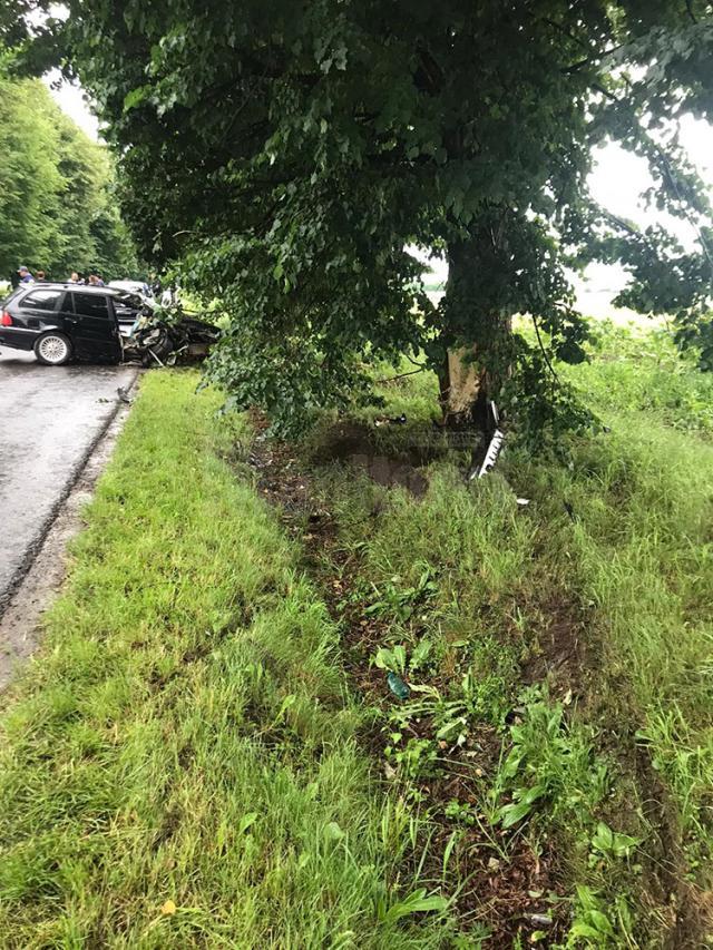 Mașina s-a izbit violent de un copac