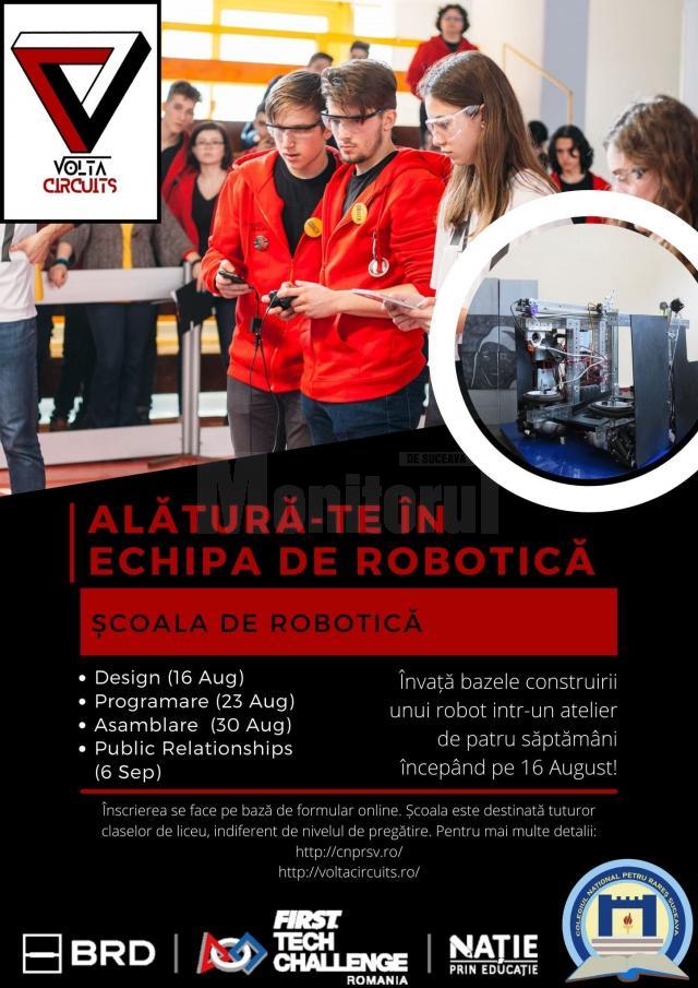 Școală de robotică - școală de vară, în luna august, la Colegiul Național „Petru Rareș”