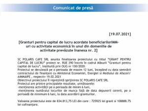 [Granturi pentru capital de lucru acordate beneficiarilorIMM-uri cu activitate economică în unul din domeniile de activitate prevăzute înanexa nr. 2]