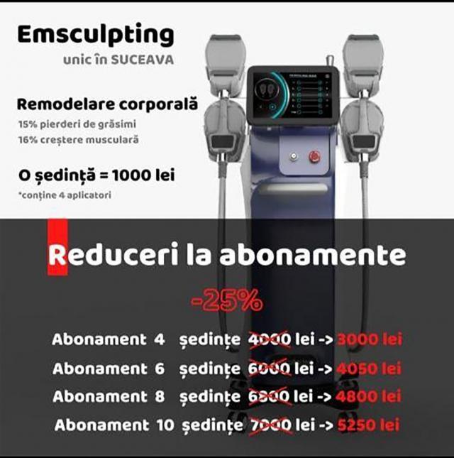 Remodelare corporală - „Emsculpt”, aparat unic în Suceava, la Salonul Queen Elisabeta