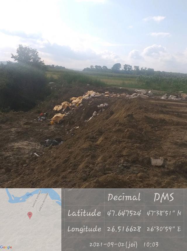 În extravilanul satului Corocăiești, care aparține de comuna Verești, s-au constatat neconformități în ceea ce privește gestionarea deșeurilor