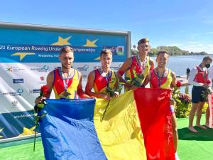 Sucevenii Florin Arteni-Fîntînariu şi Ştefan Berariu au cucerit titlul european de tineret cu barca de patru rame a României