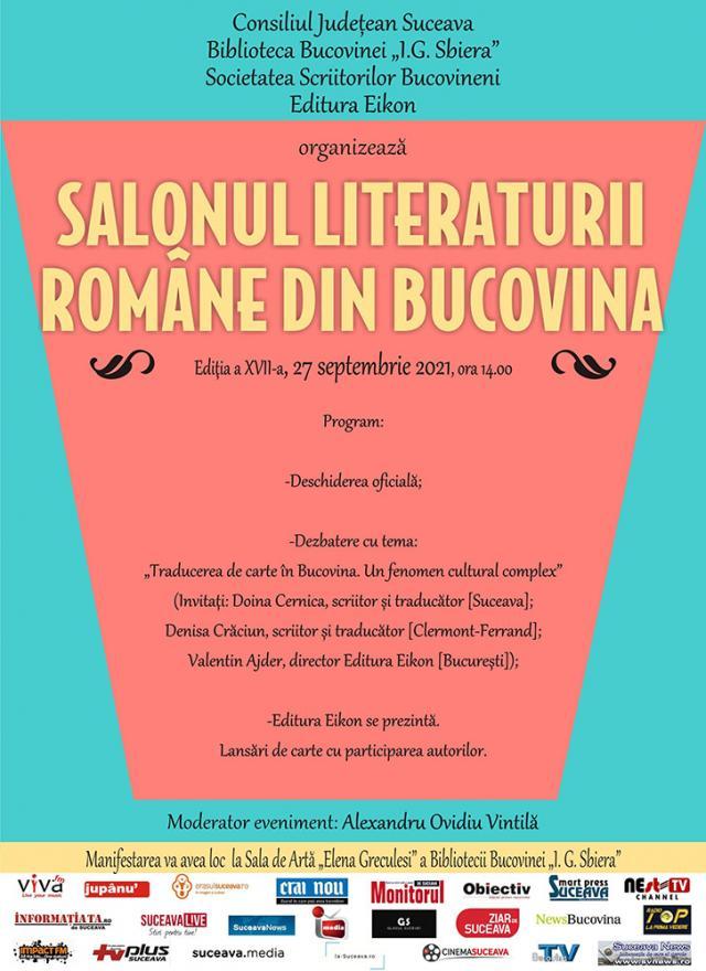 Salonul Literaturii Române din Bucovina, luni, la Biblioteca Bucovinei „I.G. Sbiera” Suceava