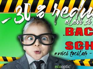 Consultații gratuite și reduceri de 30% pentru studenți și elevi la ochelari, în magazinul Ecooptic
