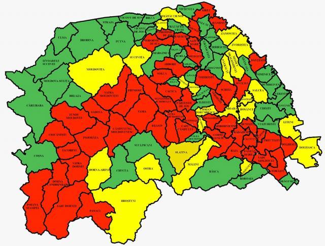 49 din cele 114 localități din județul Suceava sunt în scenariul „roșu”