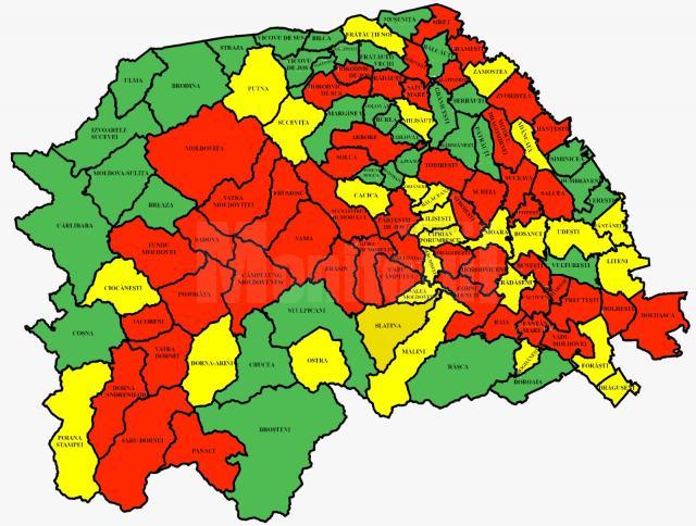 Harta incidentei Covid in judetul Suceava 9 octombrie 2021