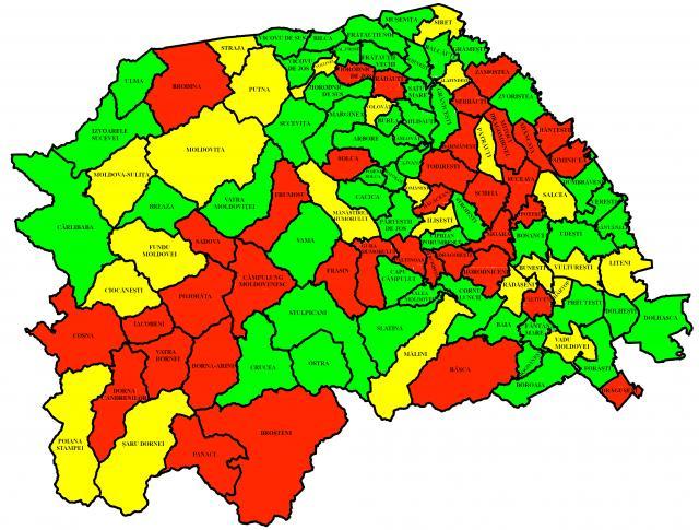 Incidența în localitățile sucevene