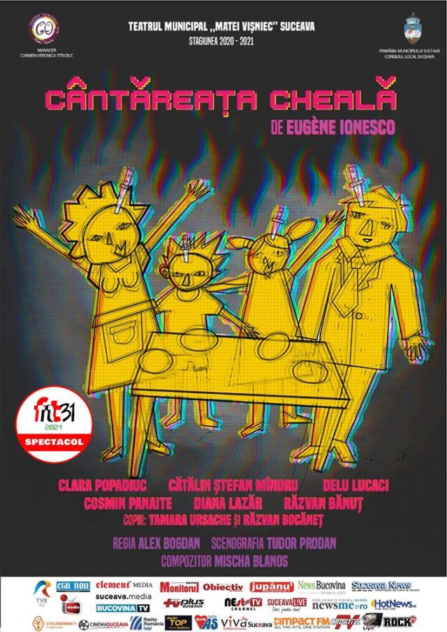 Spectacolul „Cântăreața Cheală” participă la Festivalul Național de Teatru