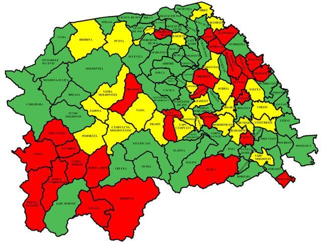 Incidenţa în localităţile sucevene