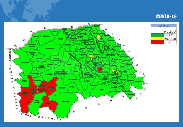 Harta incidentei Covid in judetul Suceava