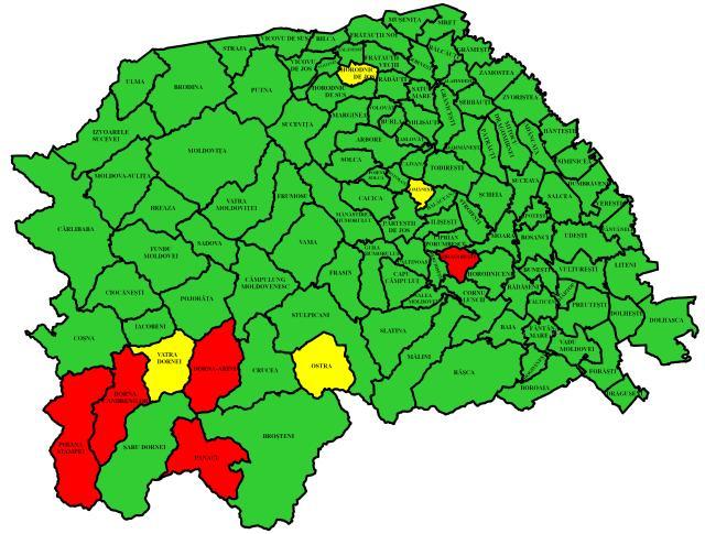 Incidenţa în localităţile sucevene