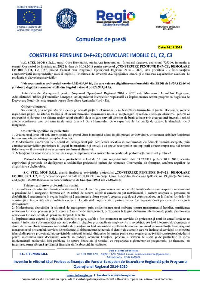 CONSTRUIRE PENSIUNE D+P+2E; DEMOLARE IMOBILE C1, C2, C3