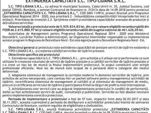 EXTINDEREA CAPACITATII S.C. TIPO-LIDANA S.R.L.