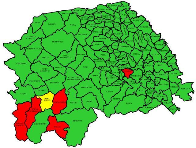 Doar 5 comune mai sunt în zona roşie