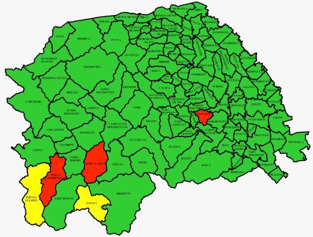 Harta incidentei Covid în județul Suceava