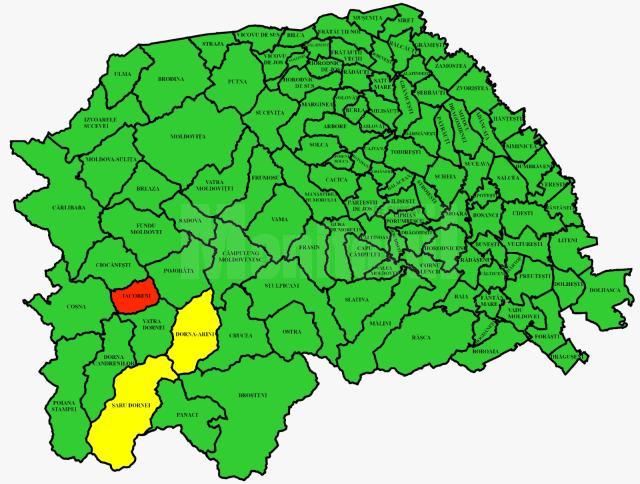 Harta incidentei Covid in judetul Suceava