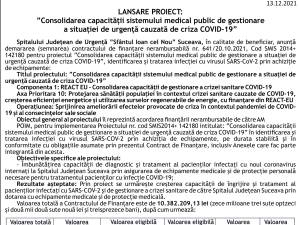 Lansare proiect: ”Consolidarea capacității sistemului medical public de gestionare a situației de urgență cauzată de criza COVID-19”