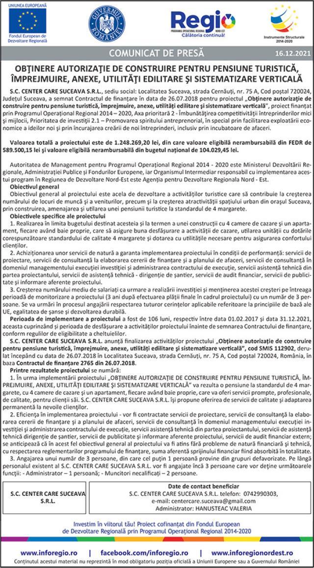 OBŢINERE AUTORIZAŢIE DE CONSTRUIRE PENTRU PENSIUNE TURISTICĂ, ÎMPREJMUIRE, ANEXE, UTILITĂŢI EDILITARE ŞI SISTEMATIZARE VERTICALĂ