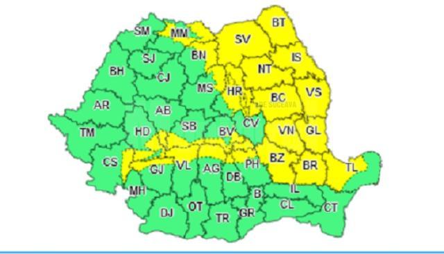 Avertizare de cod galben de ninsori abundente valabil în județul Suceava până marți, 28 decembrie