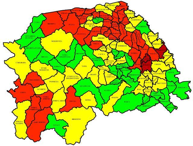 O treime din localitățile Sucevei sunt deja în „scenariul roșu”