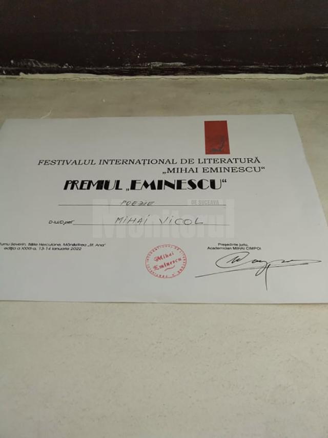 Diploma primită de Mihai Vicol
