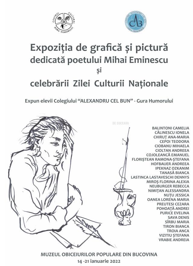 Expoziție de grafică și pictură dedicată poetului Mihai Eminescu, realizată de elevii Colegiului „Alexandru cel Bun” Gura Humorului (1).jpg