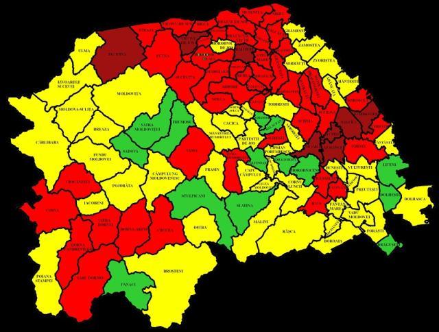 53 de localităţi sucevene sunt în scenariul roșu