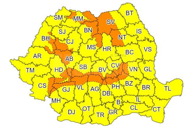 Cod portocaliu si cod galben pe teritoriul Sucevei 17-18 ianuarie 2022