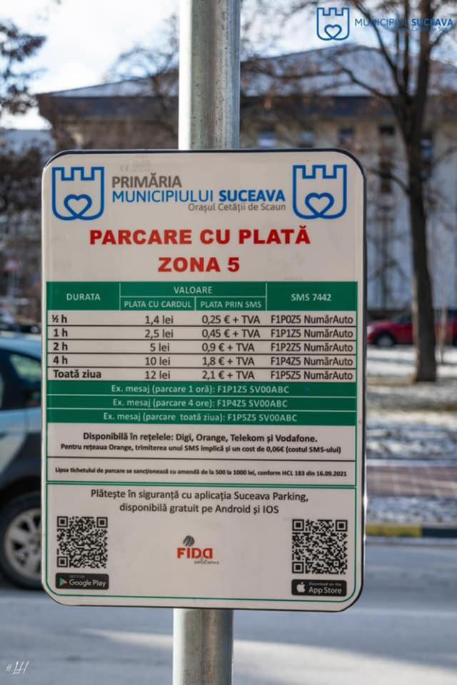 Parcările cu plată din municipiul Suceava au generat anul trecut încasări de 2,2 milioane de lei