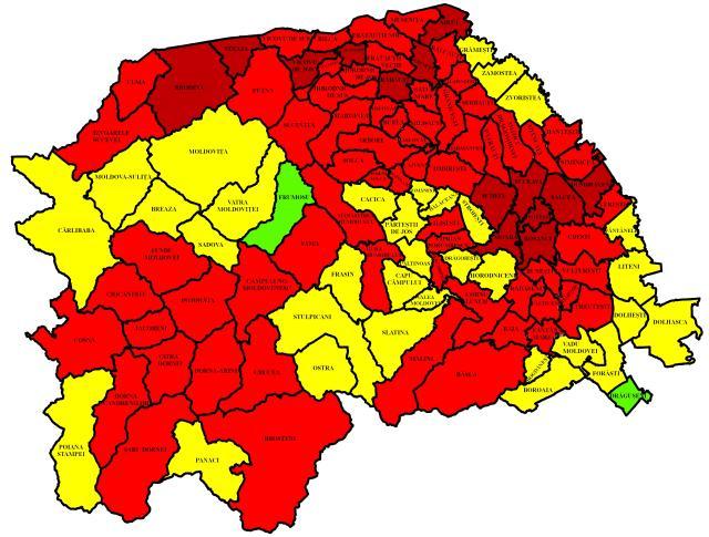 84 de localități din județul Suceava au fiecare peste zece cazuri în evoluție
