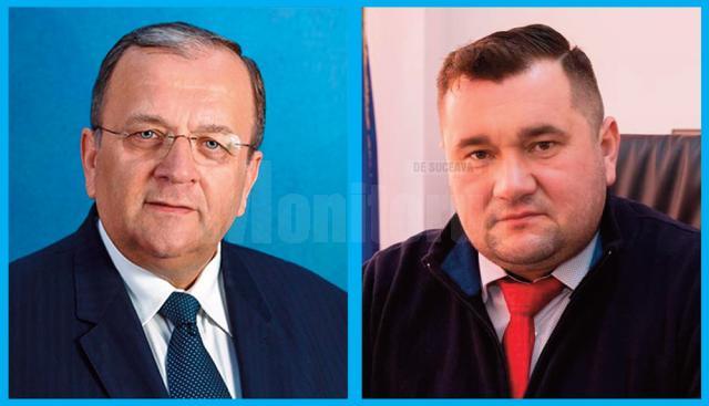 Președintele CJ Suceava, Gheorghe Flutur, şi primarul comunei Mitocu Dragomirnei, Radu Reziuc