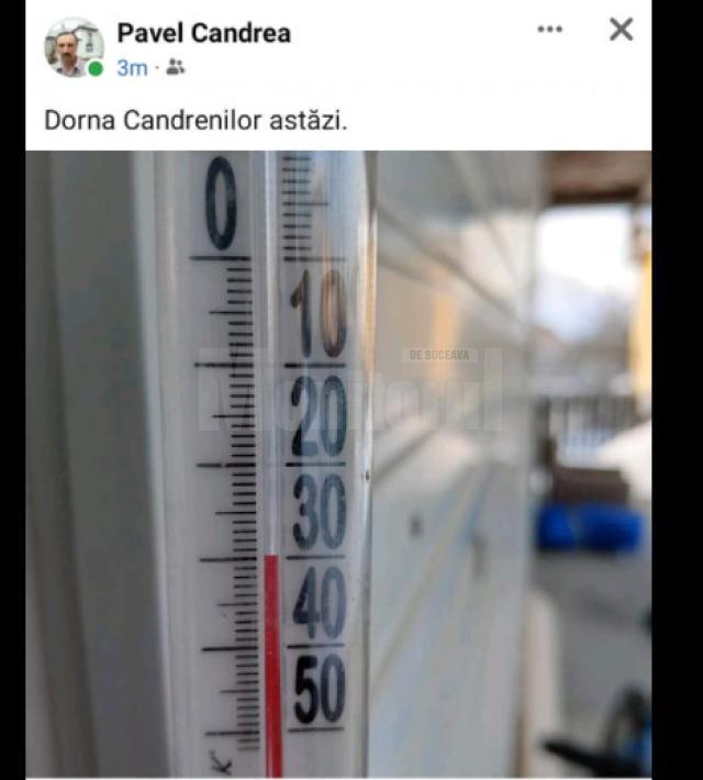 Temperatura înregistrată la Dorna Candrenilor, pe 25 ianuarie 2022