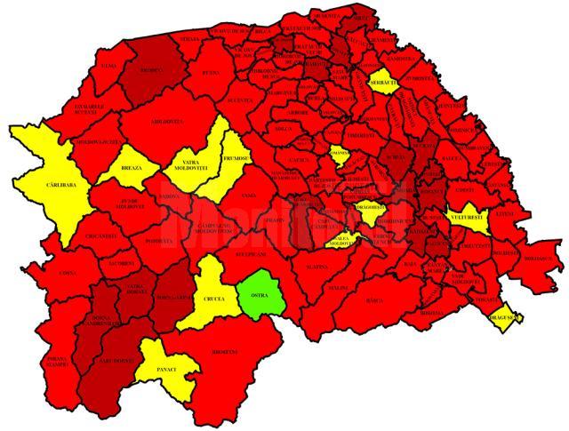 Harta incidenţei Covid în judeţ