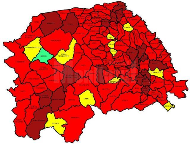 O singură localitate din județul Suceava este în scenariu verde