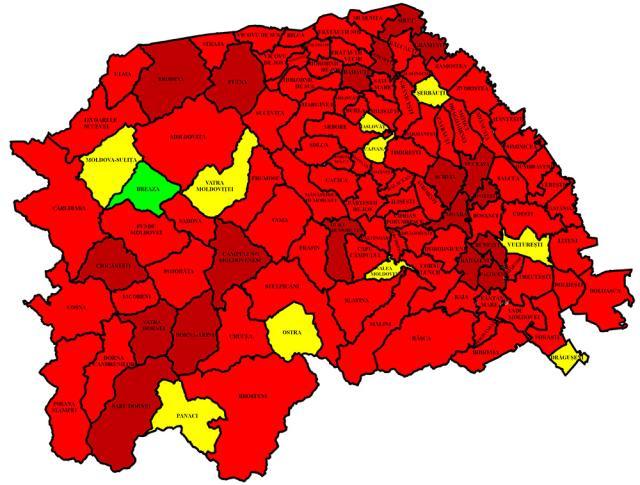 Harta incidenţei Covid în judeţul Suceava