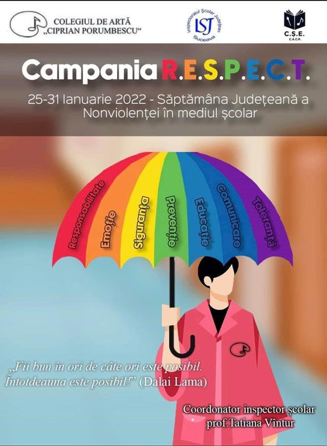 Activități în cadrul Campaniei RESPECT, la Colegiul de Artă „Ciprian Porumbescu” Suceava