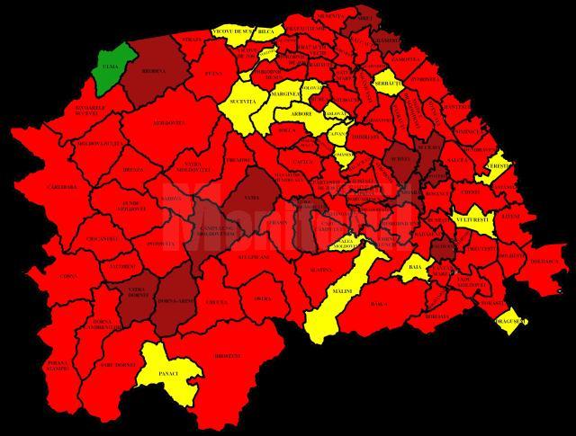 Harta incidentei Covid in judetul Suceava