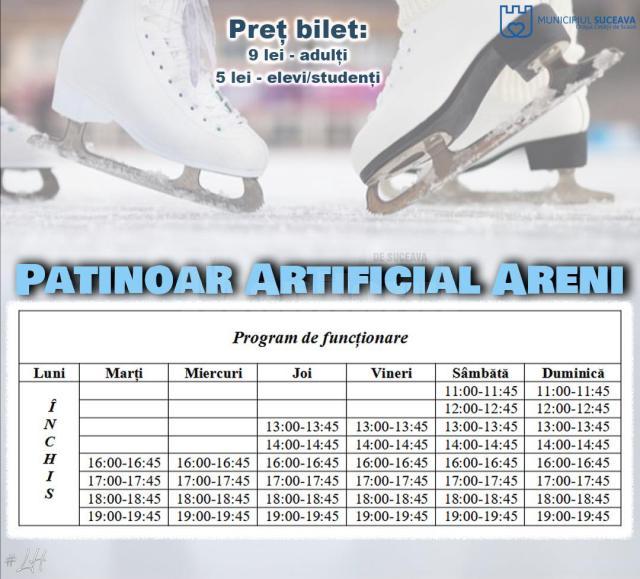 Program Patinoarul Areni până la 1 martie 2022