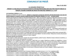 LA LANSAREA PROIECTULUI „PROIECT CU MAI MULTE ACTIUNI DE INVESTITII PRIVIND ÎNFIINTAREA MAI MULTOR PUNCTE PUBLICE CU TOALETE, DUSURI SI MASINI DE SPALAT ÎN PUNCTELE TERMICE 3, 4, 7 SI 8”